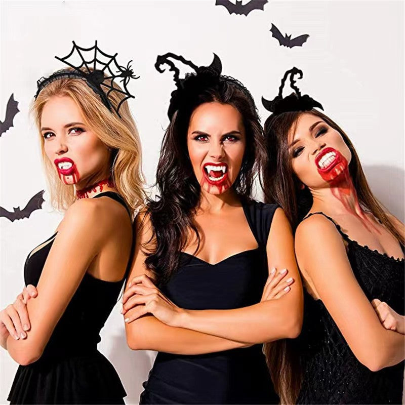 Wholesale   devil funny headband suit creative devil  web wizard hat four-piece set