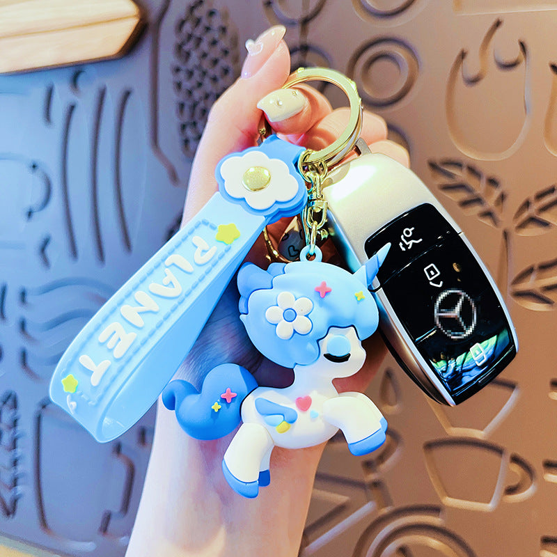 Wholesale Cartoon Rainbow Pony PVC Soft Keychain Creative Keychain ACCVIP-KC-HangLi011