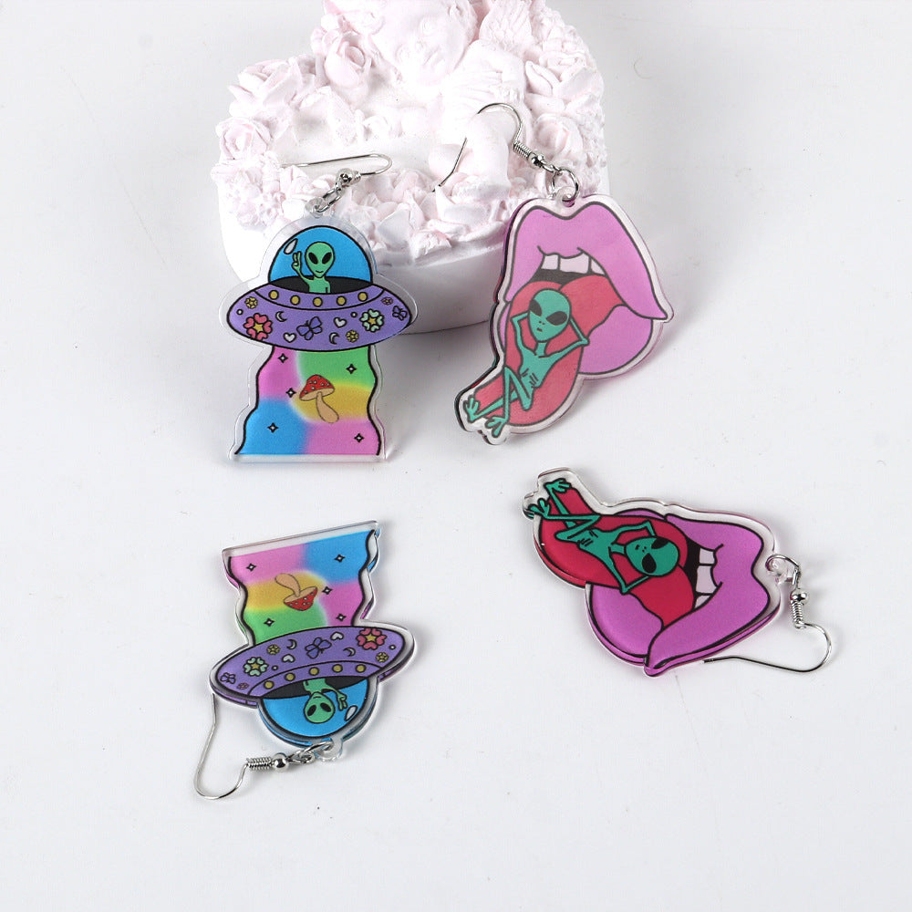 Wholesale Acrylic UFO Earrings – Punk Style Fashion Accessory for Boutique Resale