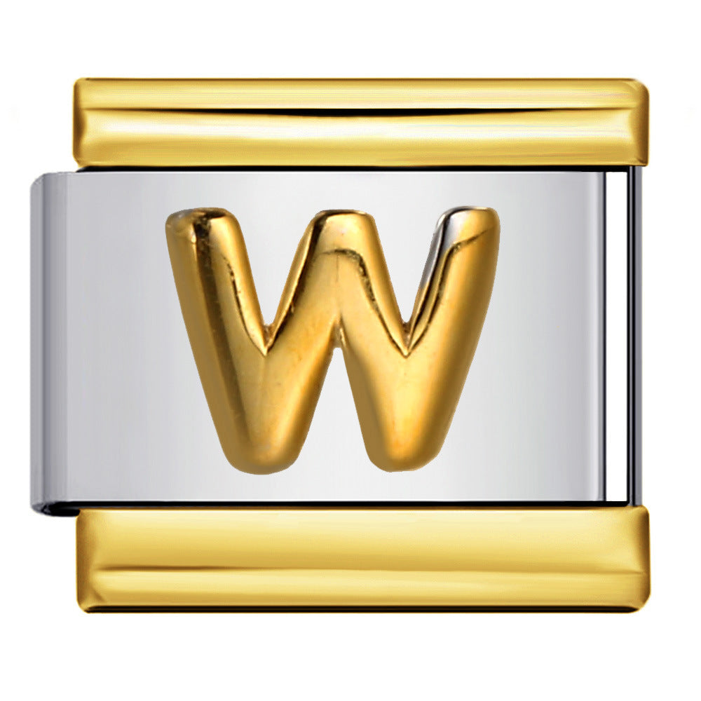 Wholesale Italian Charm Bracelet 9mm DIY Splicing Removable Raised Letters Stainless Steel Composable Bracelet