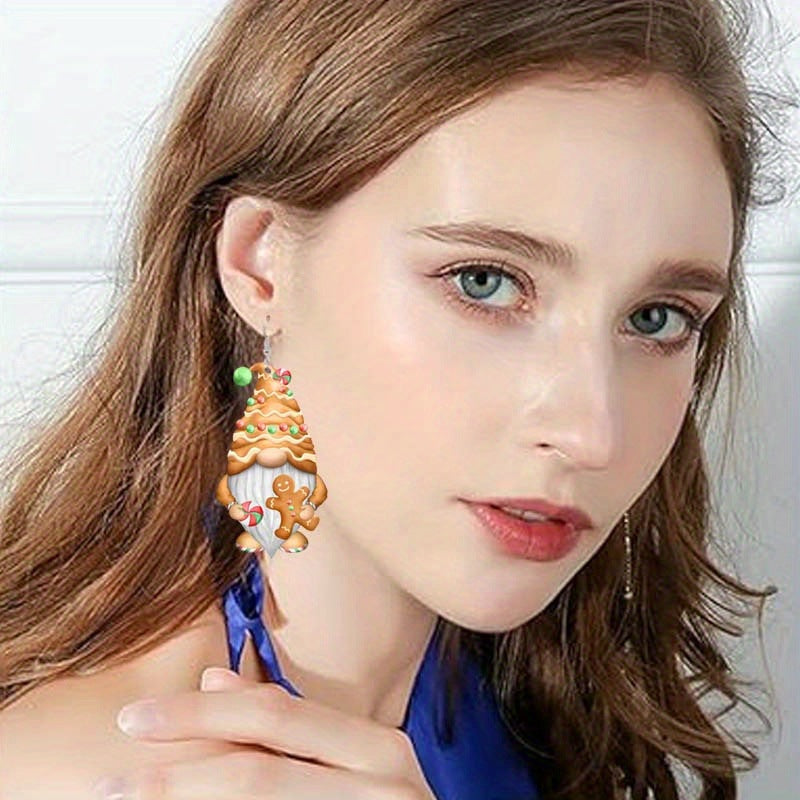Wholesale Christmas Gingerbread Man Candy Cookie Acrylic Pendant Earrings
