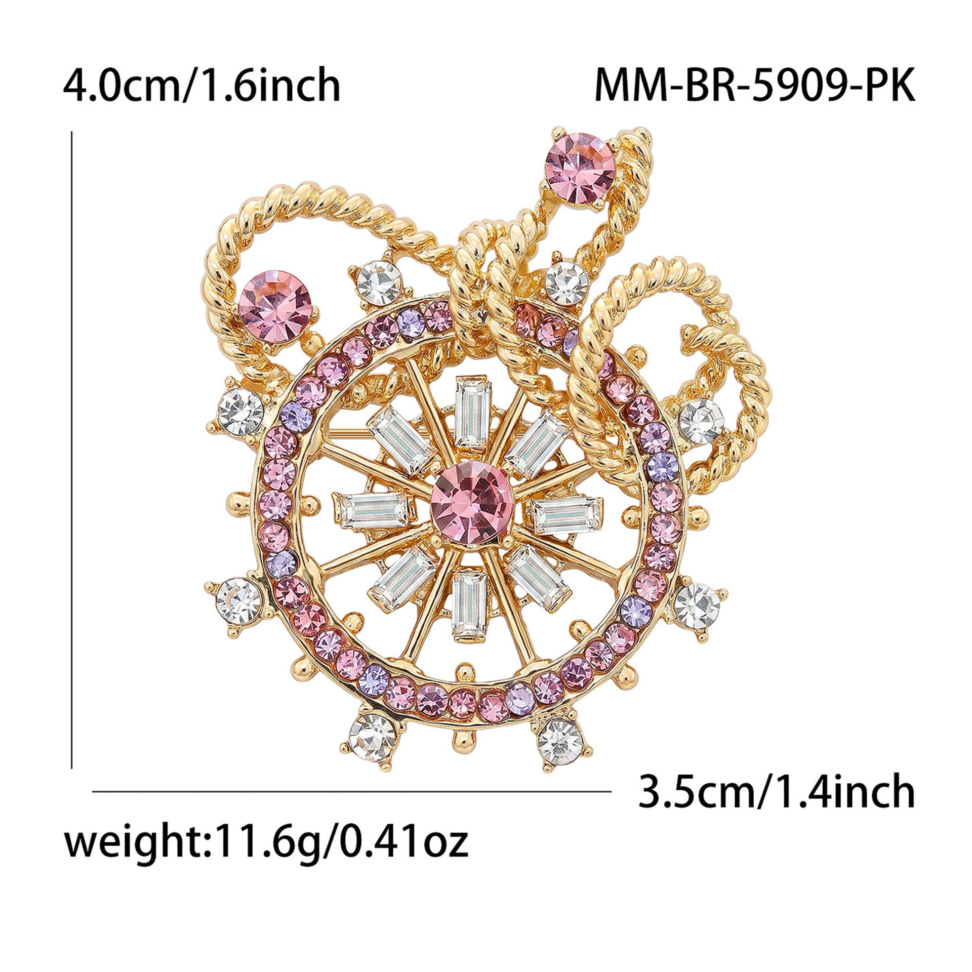 Wholesale Alloy Rhinestone Korean Style Anchor Brooch Pin For Women Cardigan Fashion Accessory