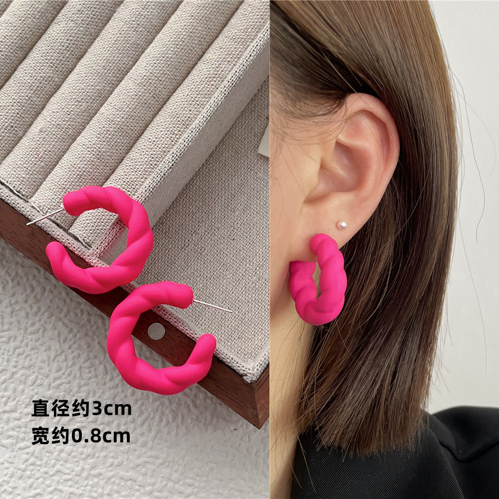 Wholesale Candy Color Geometric Square Circle C Shape Earrings