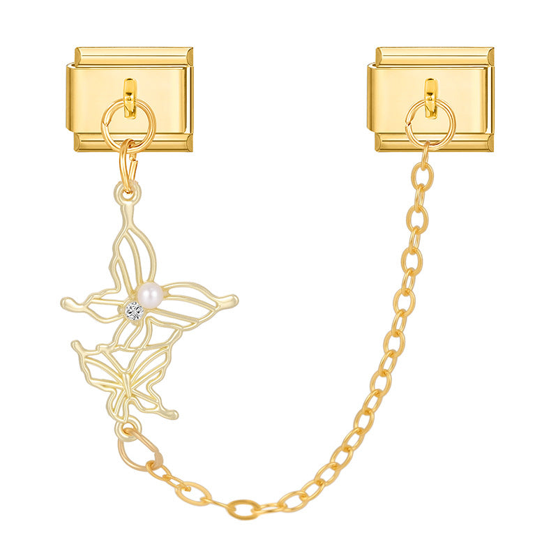 Wholesale Italian Charm Bracelet 9mm DIY Splicing Double Pendant  Stainless Steel Composable Bracelet