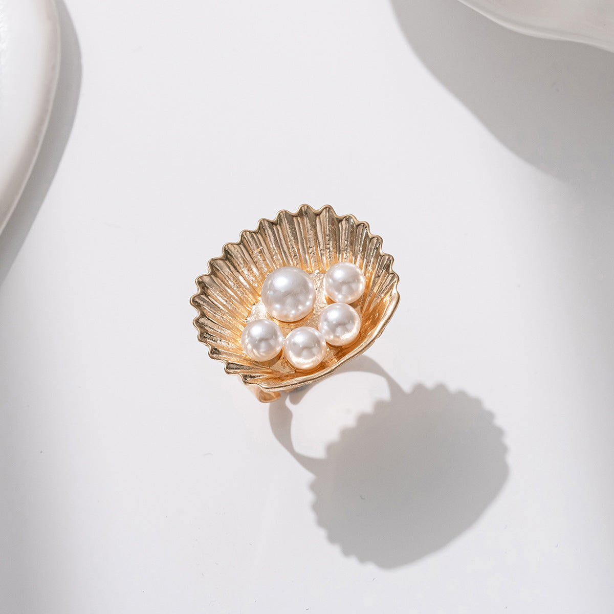 Wholesale  Pearl Opening Ring  Creative Geometric Ocean Vacation Conch Adjustable Rings