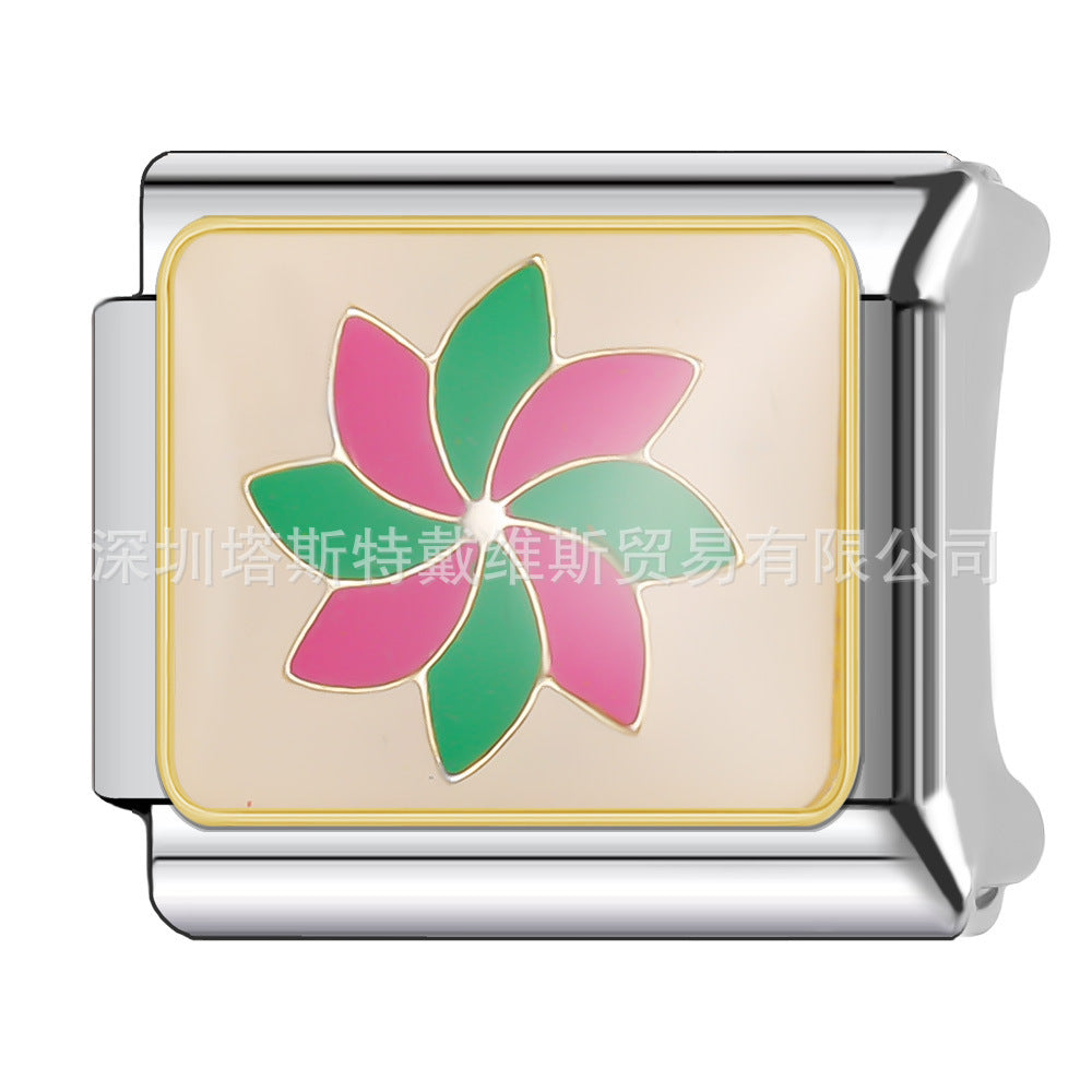 Wholesale 9mm Italian Charm Starter Bracelets DIY square Single Section Creative Stainless Steel Composable Bracelet