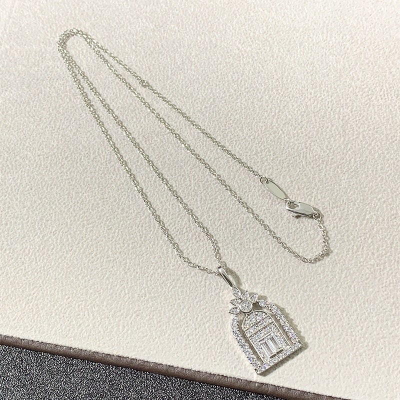 Wholesale V gold  door necklace women's full Diamond White Gold necklaces