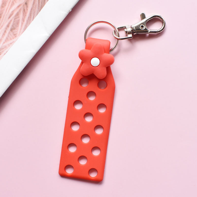 Wholesale Random 10pcs Colored Flower PVC Soft Adhesive DIY Board Keychains ACC-KC-RYY004