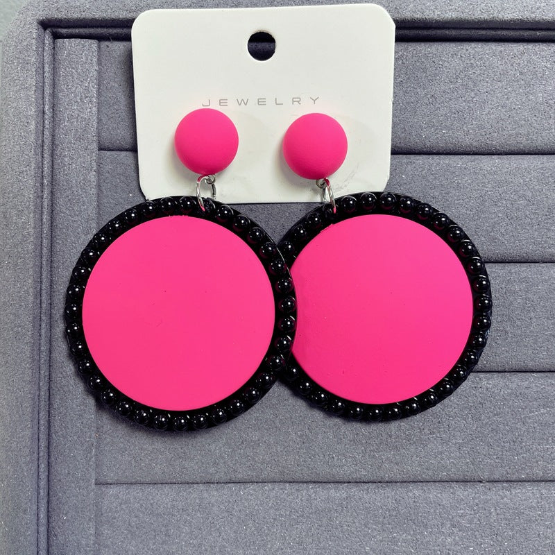 Wholesale Green Color Exaggerated Large Earrings