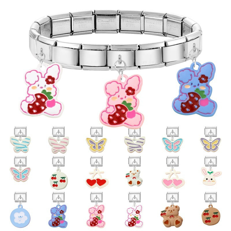 Wholesale 2PCS 9mm Italian Charm Starter Bracelets DIY Butterfly Stainless Steel Composable Bracelet