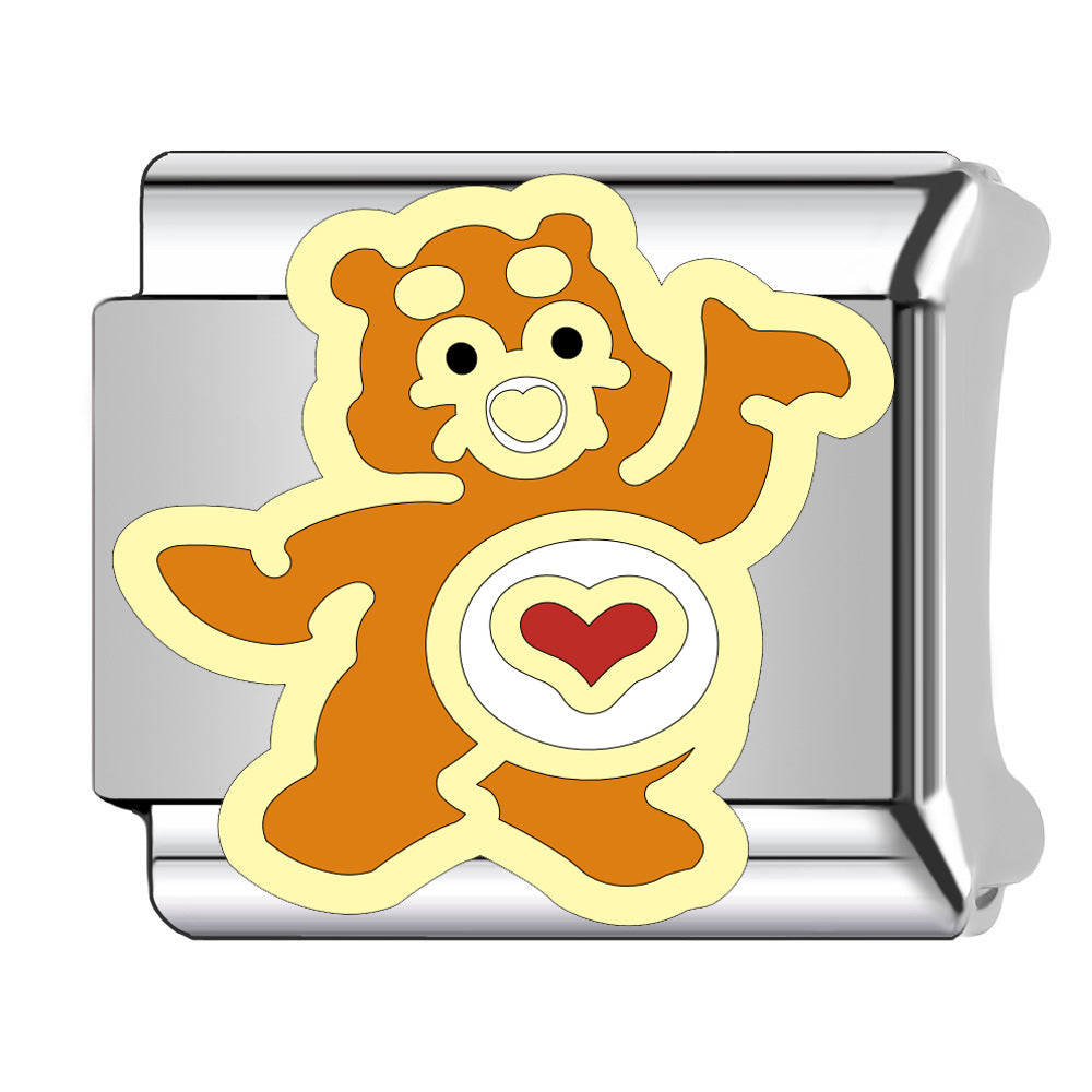 Wholesale Italian Charm Bracelet 9mm DIY Cartoon bear   Creative Stainless Steel Composable Bracelet
