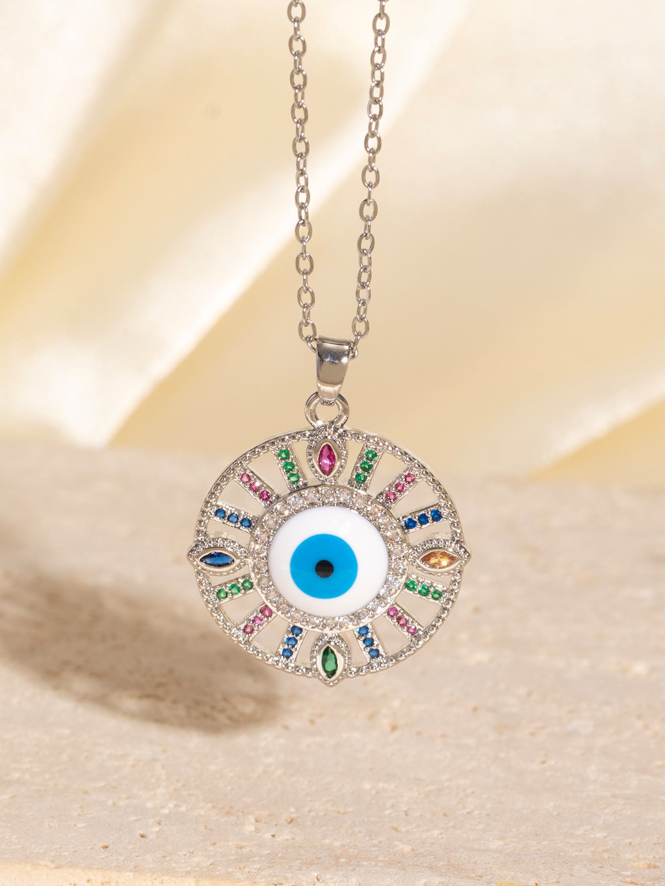 Wholesale Evil Eye Geometric Pendant Necklace,  Unisex Fashion Accessory,  Gift for Casual or Party Wear