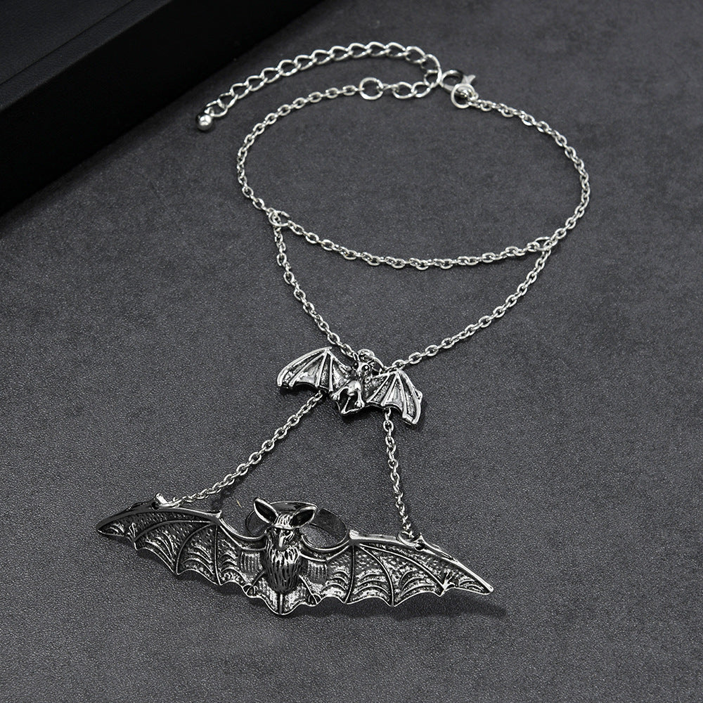 Wholesale  Women' s Bat Ring and Bracelet Vintage Distressed Zinc Alloy Antique Silver Jewelry Accessory