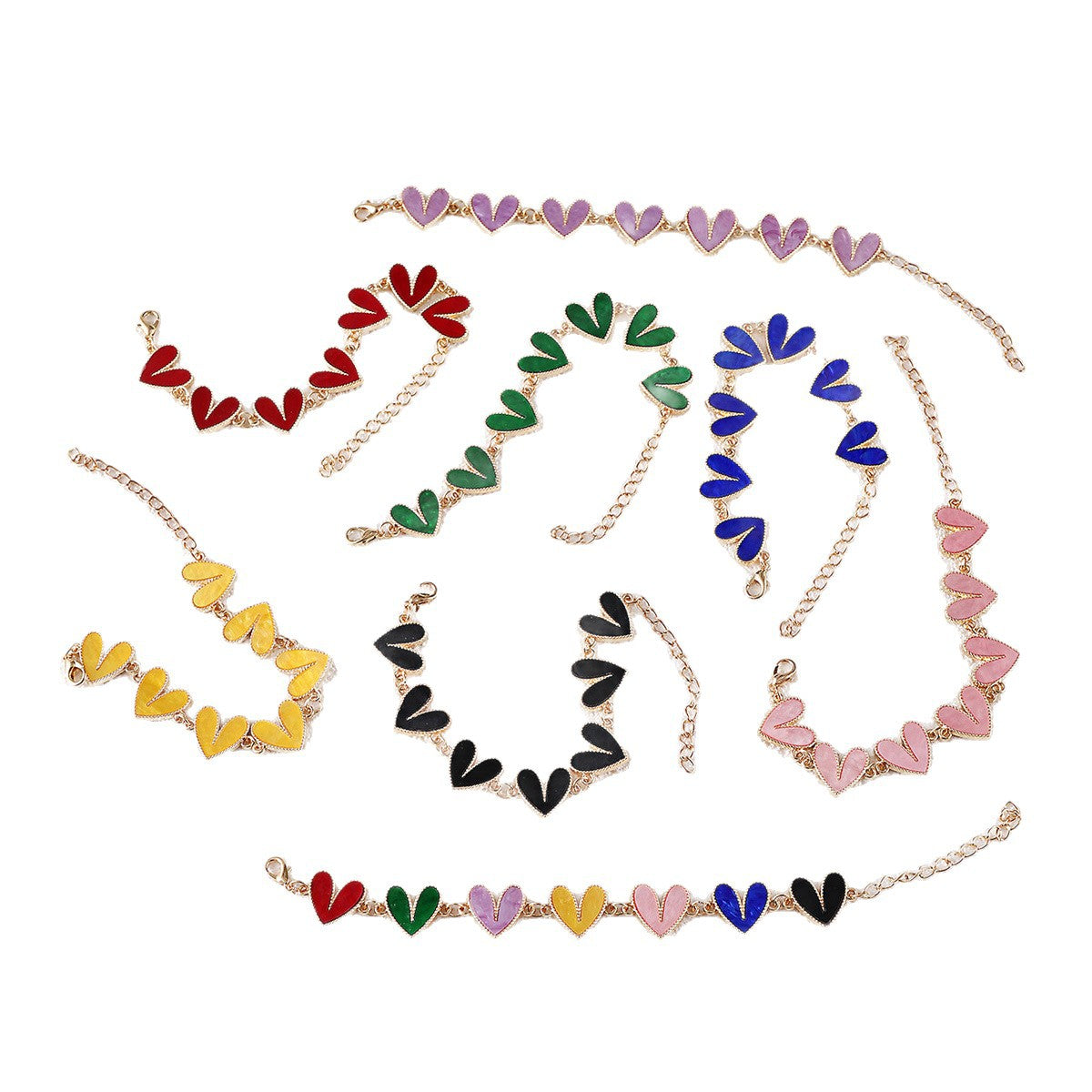 Wholesale Creative alloy colorful heart bracelet