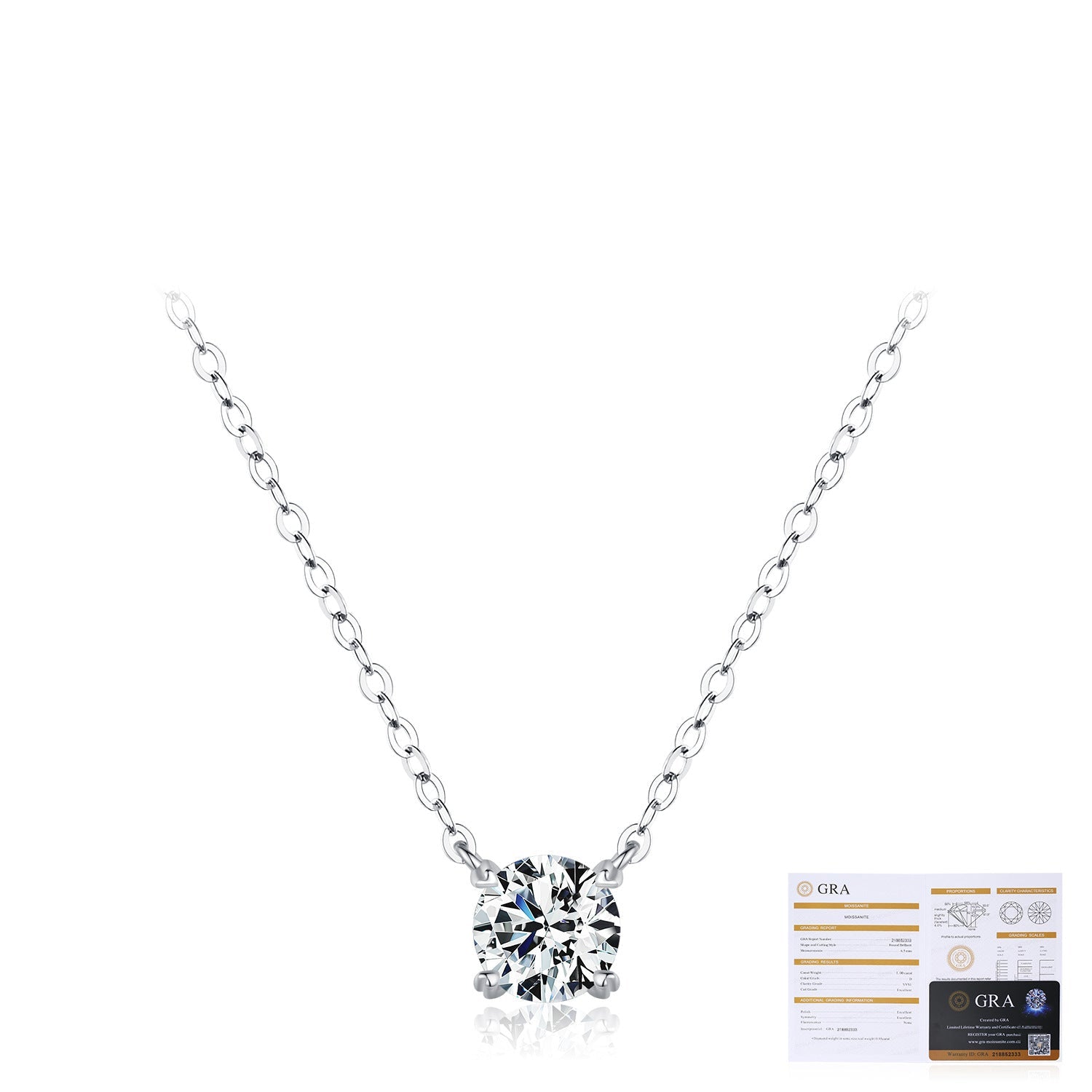 Wholesale  Diamond S925 Sterling Silver  Four-claw Flash Diamond Necklace