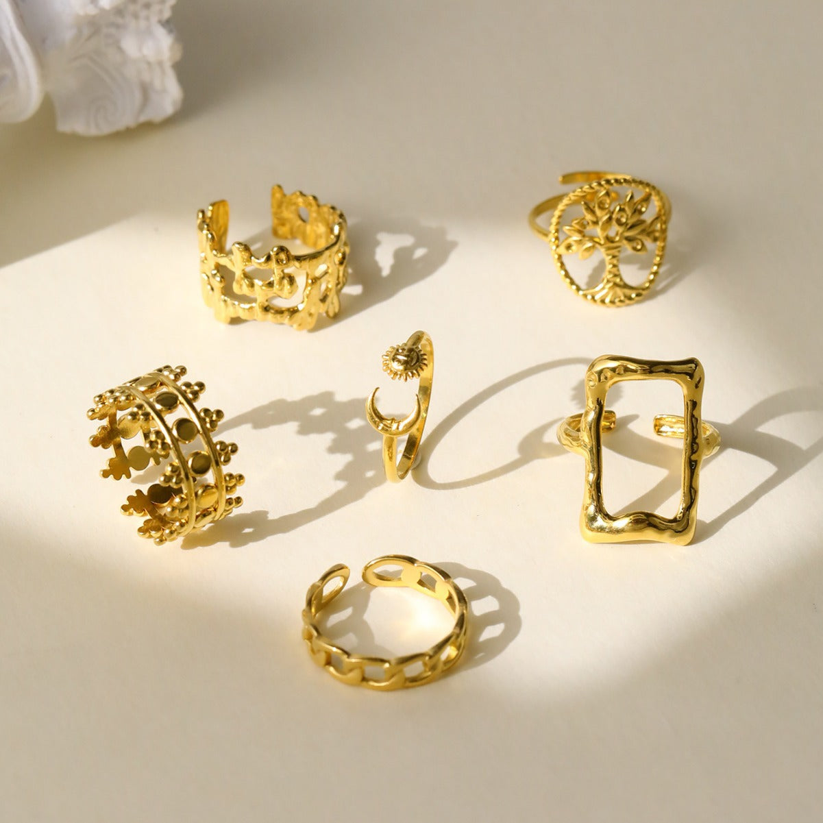 Wholesale Vintage Stainless Steel Ring 18k Gold Plated Tree of Life Rings ACC-RS-MuC017