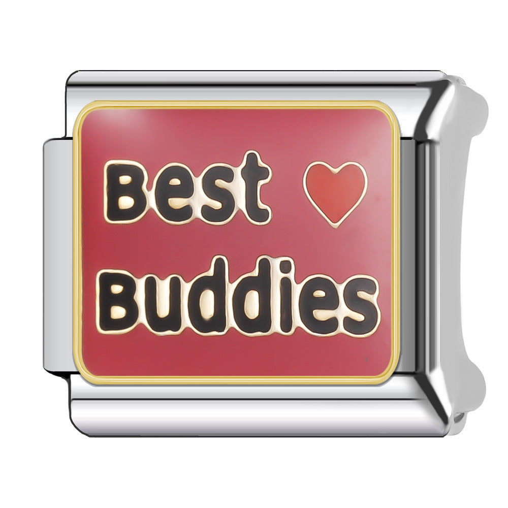 Wholesale Italian Charm Bracelet 9mm DIY Splicing English Series Stainless Steel Composable Bracelet