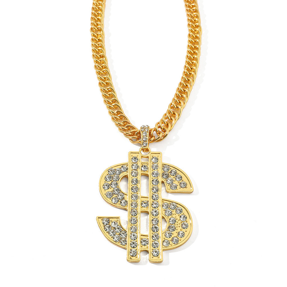 Wholesale Diamond Dollar Twirl Necklace Hip Hop Necklaces ACC-NE-YBY001