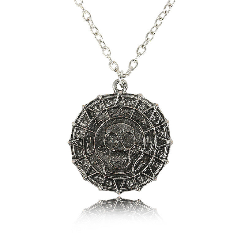 Wholesale Men' s Skull Pendant Necklace Vintage Gothic Alloy Electroplated Casual Fashion Accessory