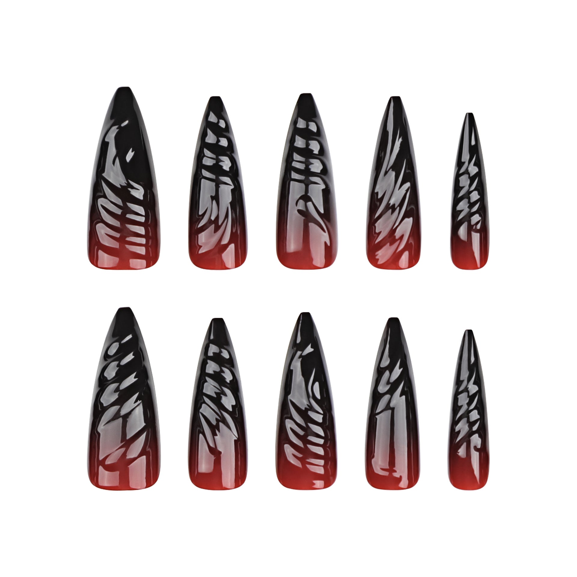 Wholesale 24 Pieces/box Halloween Long Gradient Wearable Press-on Nails Kits ACC-NS-LeFan014