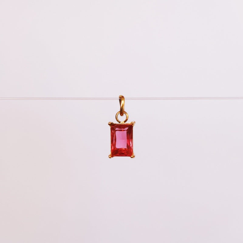 Wholesale stainless steel DIY twelve birthday stones colored zircon lock 18K gold plated pendant