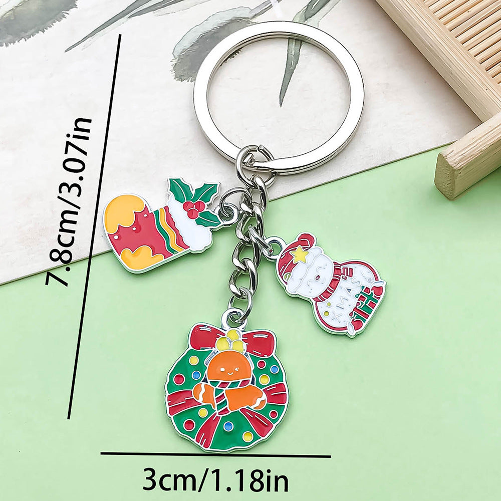 Wholesale Christmas oil drop alloy  snowman bell  keychain