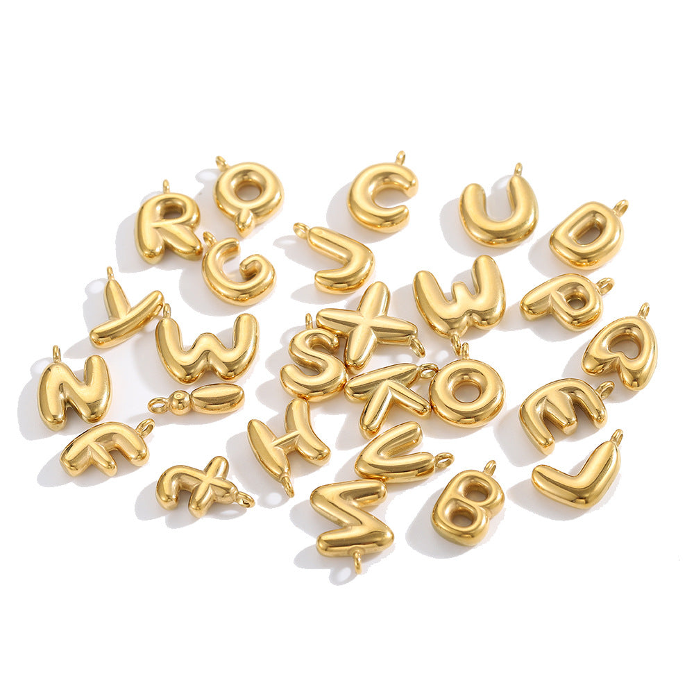 Wholesale Stainless steel bubble letter pendant necklace accessories