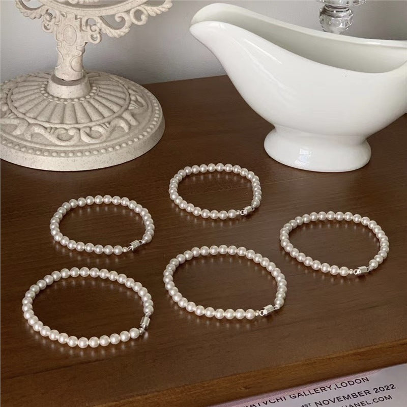 Wholesale Pearl Bracelet S925 Sterling Silver Magnetic Buckle Bracelet