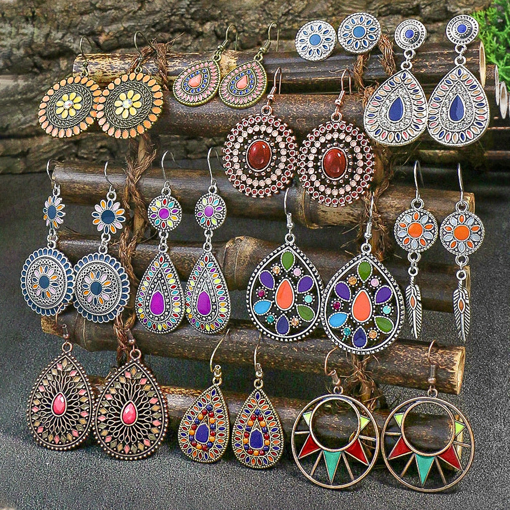 Wholesale Bohemian Drop Earrings Colorful Ethnic Style Everyday Wear Gift