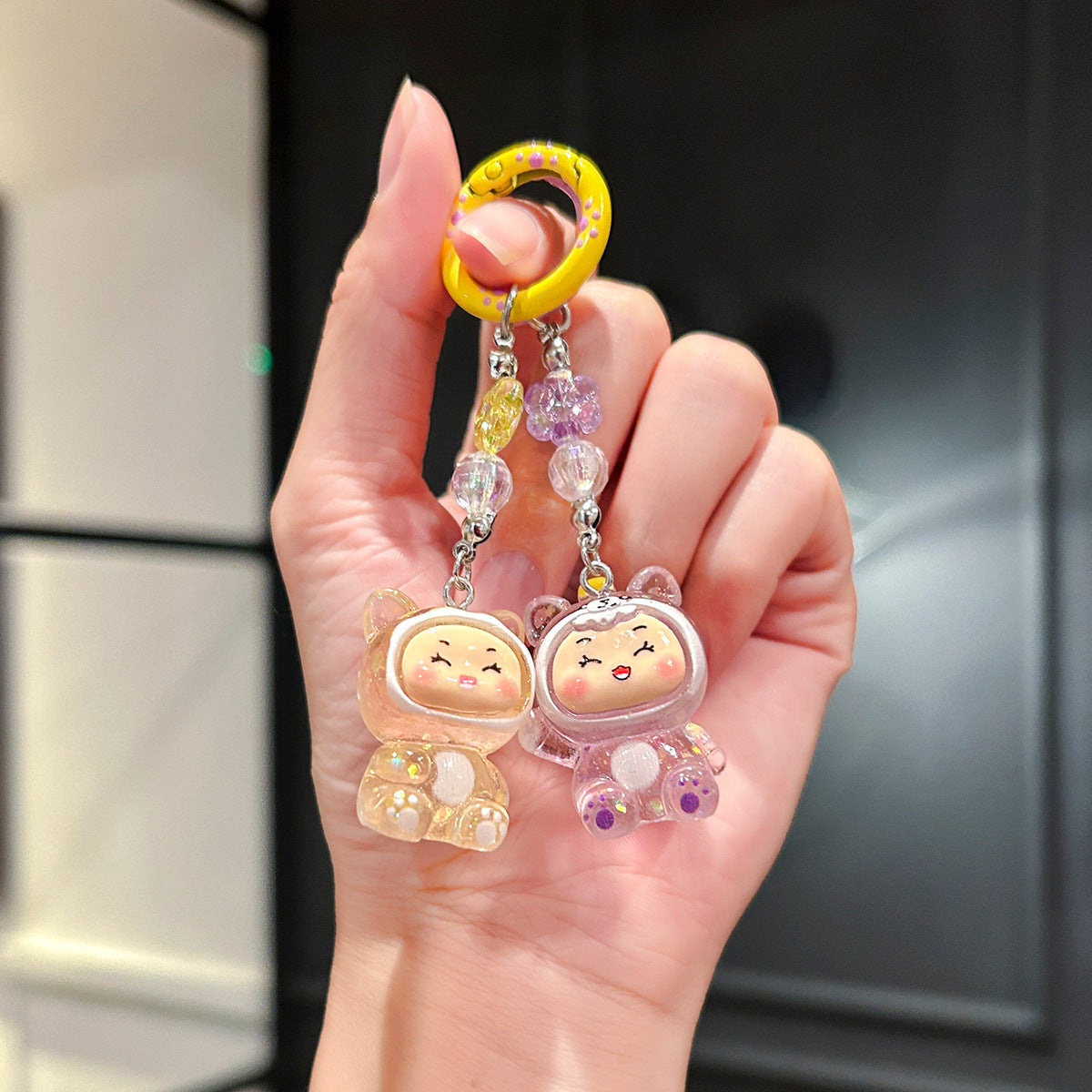 Wholesale Creative Transparent Frog Baby Keychain