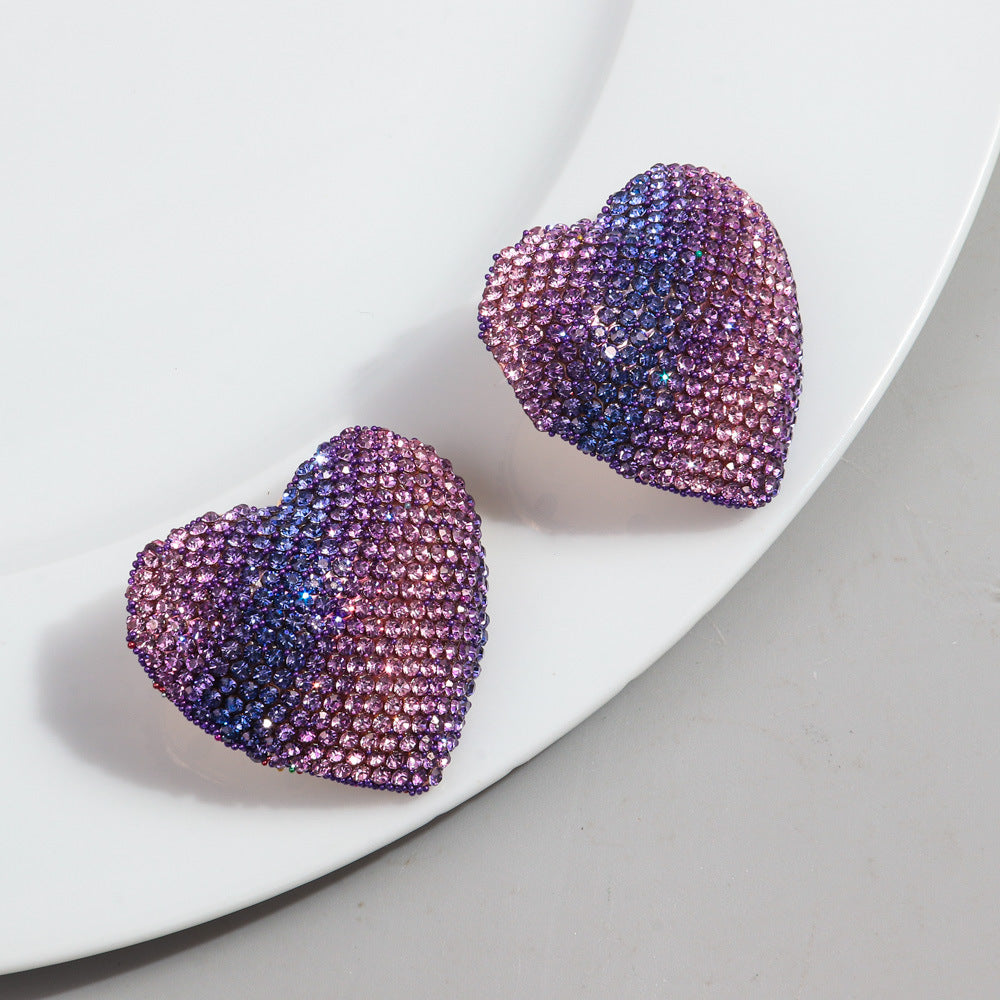 Wholesale Gradient Color Rhinestone Metal Earrings ACC-ES-ChouD004