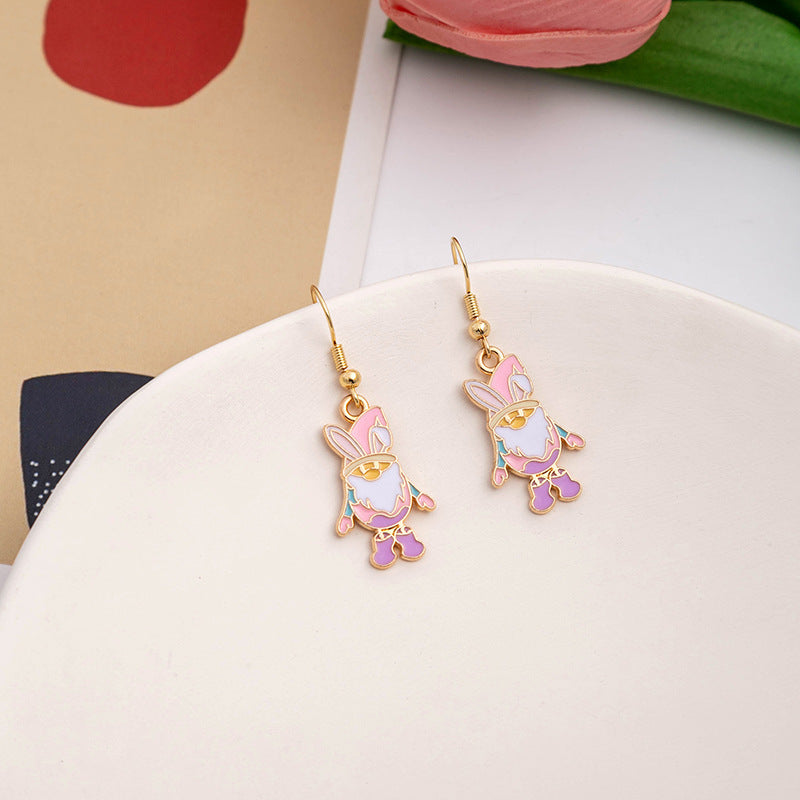 Wholesale Easter Egg Cartoon Oil Drop Earrings
