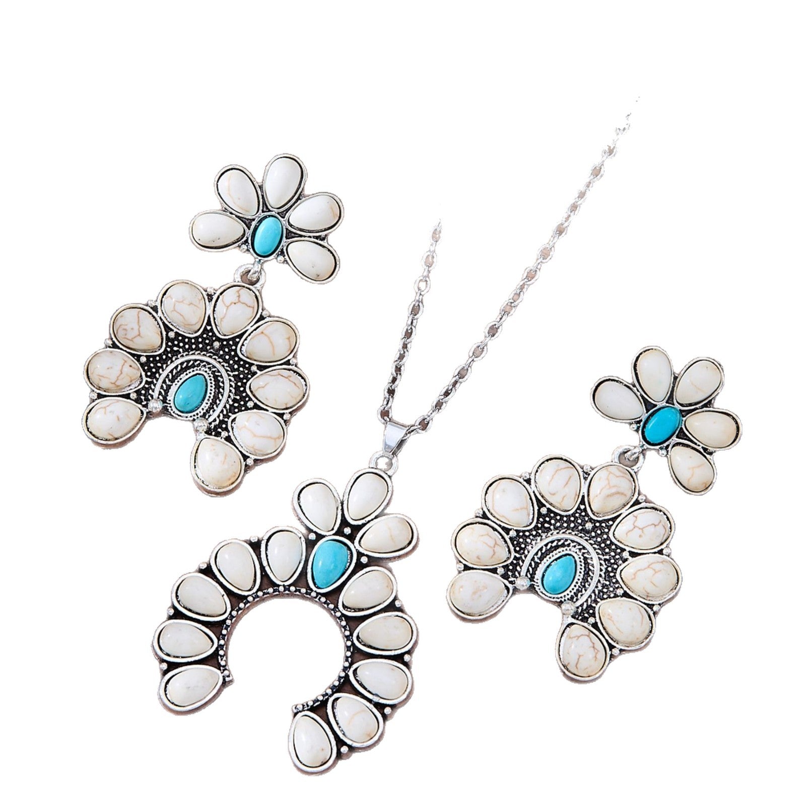 Wholesale Bohemian Turquoise Horseshoe Earring Set - Jewelry Accessory for Boutique Resale