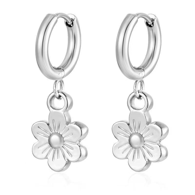 Wholesale Stainless steel heart and flower earrings