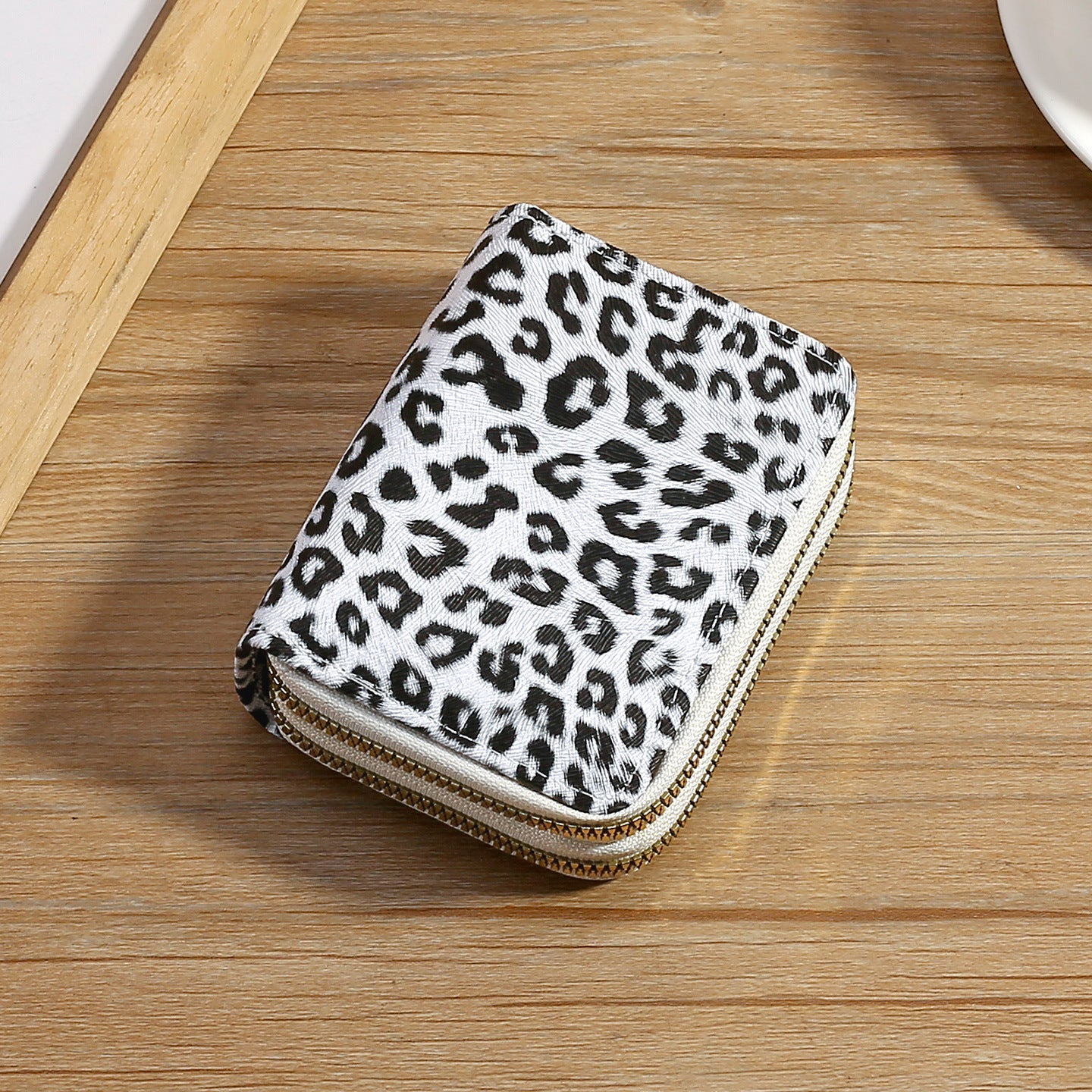 Wholesale Retro Leopard Print PU Coin Purse Double Zipper Card Holder Fashion Accessory Boutique Gift