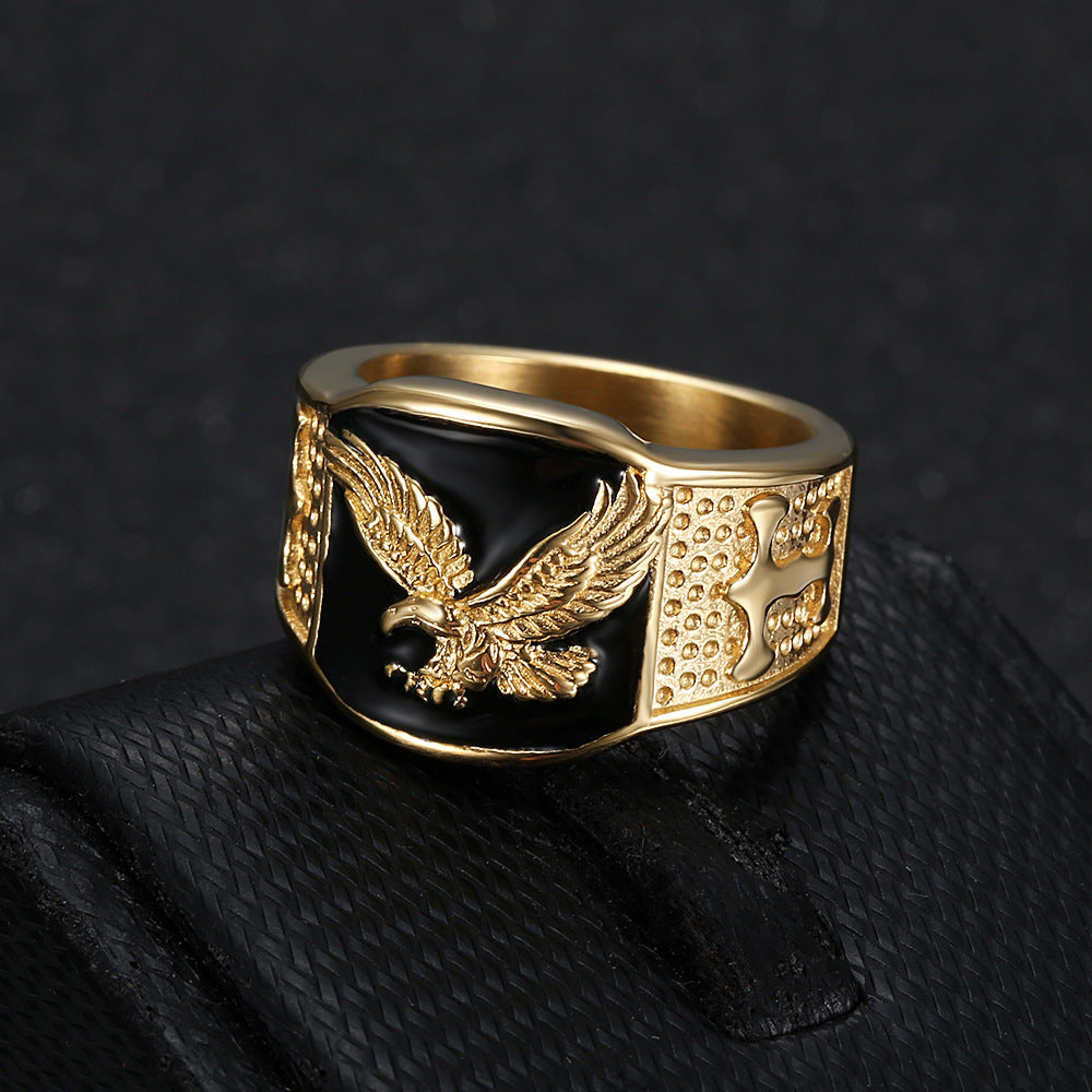 Wholesale Gold Eagle Flying Design Men' s Ring Stylish Fashion Accessory Boutique Resale