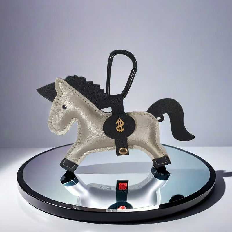 Wholesale Creative Horse Shape Leather Keychain Bag Charm Burgundy For Car Keys And Housewarming Gift