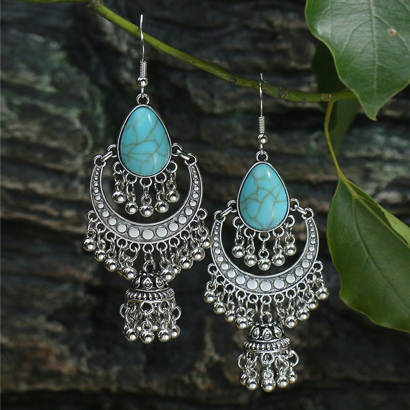 Wholesale Boho Vintage Long Acrylic Turquoise Earrings ACC-ES-MoMo007