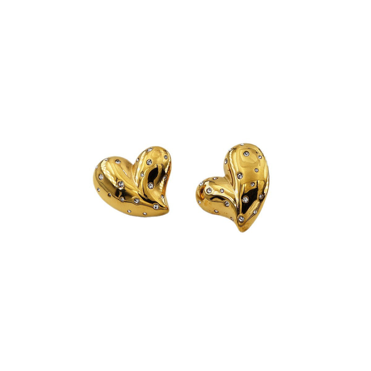 Wholesale  stainless steel heart inlaid zirconium heavy-duty earrings