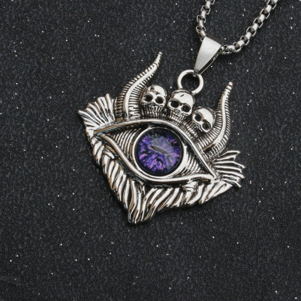Wholesale Vintage Punk Spaceship Blue Eyes Stainless Steel Pendant Necklaces ACC-NE-XuanChao001