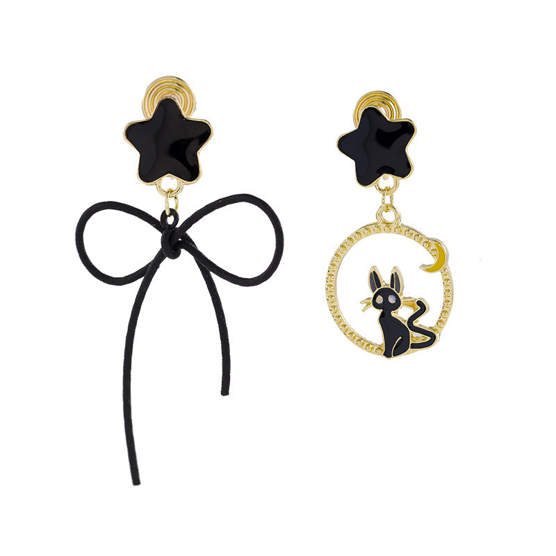 Wholesale Elegant Alloy Bow Star Cat Clip Earrings - Party Gift Fashion Accessory