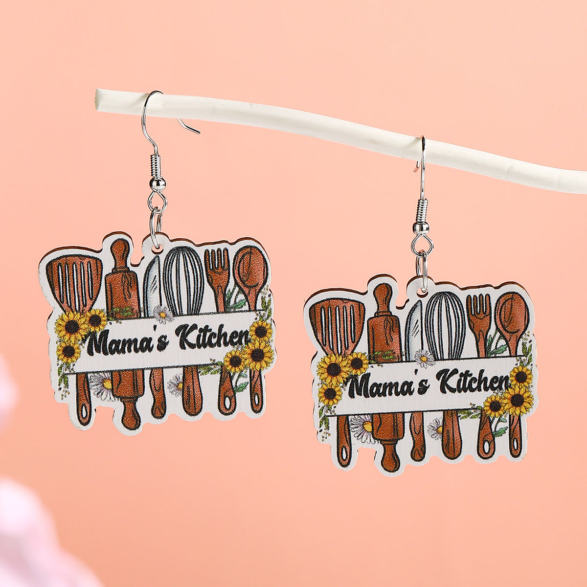 Wholesale  Mother's Day Wooden Earrings Cartoon MOM Coffee Milk Tea Cup Earrings
