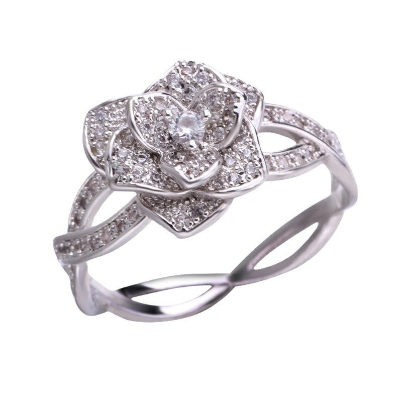 Wholesale Copper diamond-set rose zircon ring