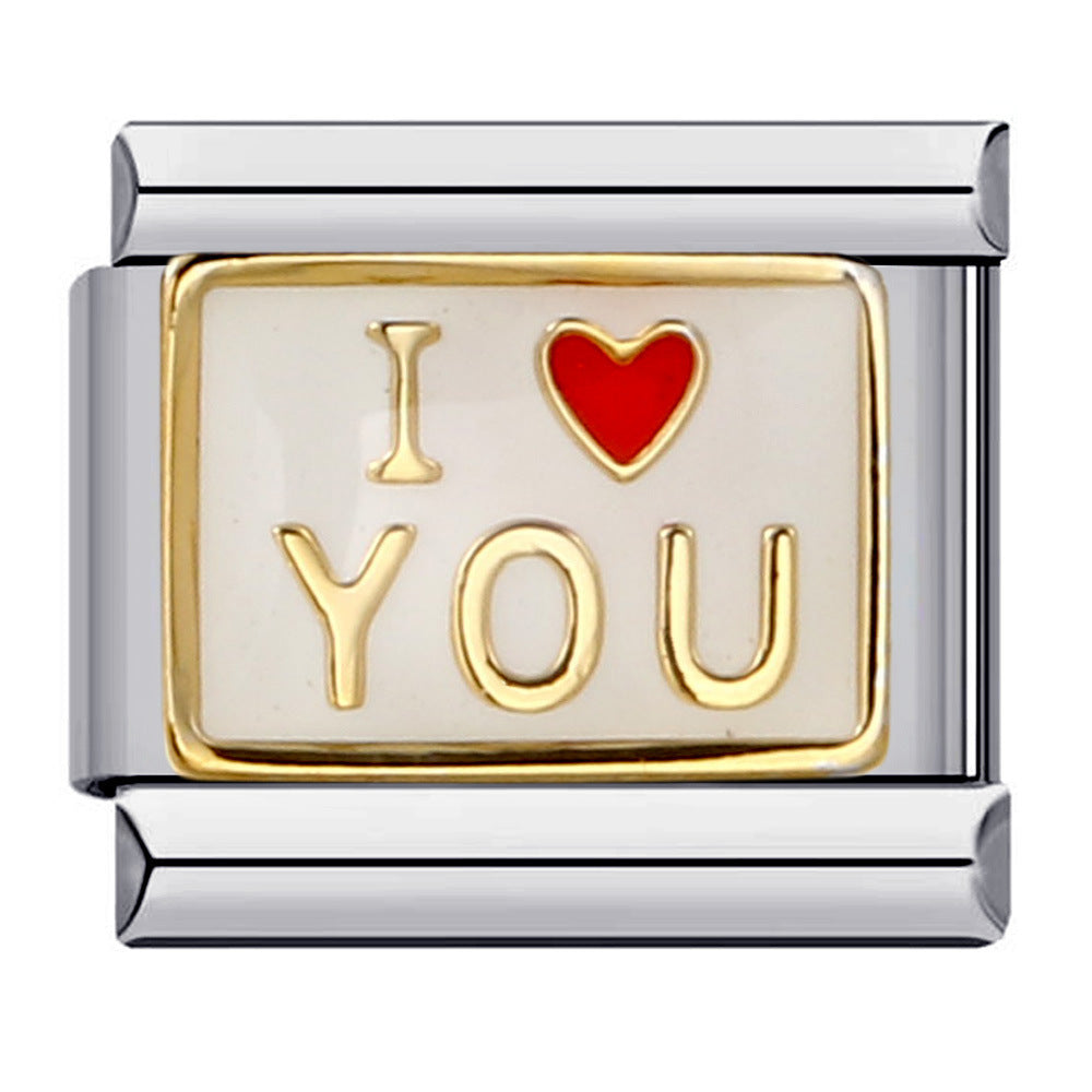 Wholesale Italian Charm Bracelet 9mm DIY Splicing Removable Gold Plated Oil Drop Cartoon Stainless Steel Composable Bracelet