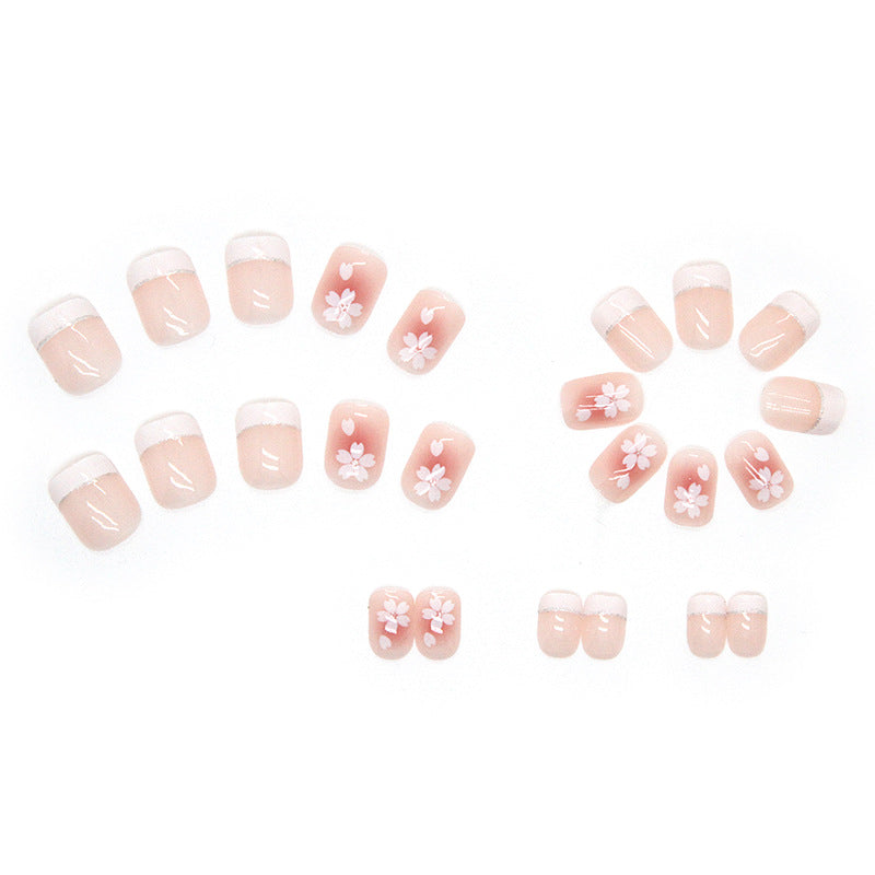 Wholesale 24 Pieces/box Pink Camellia Nails Kits Nail Stickers