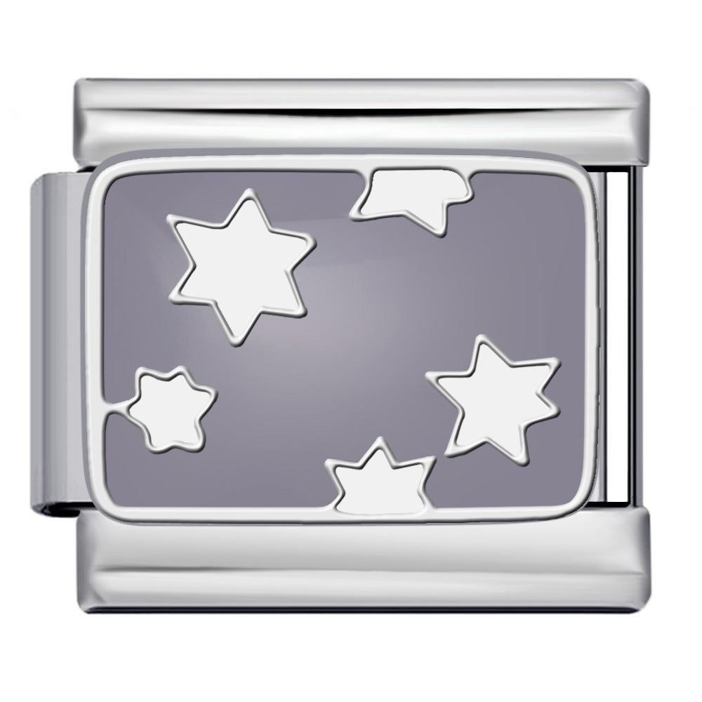 Wholesale Italian DIY  modular Charms Titanium steel oil drip welding pattern strap Charms