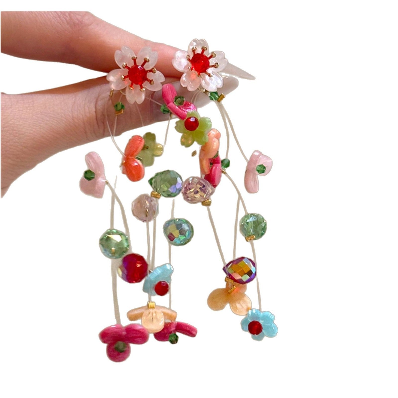 Wholesale Colorful beaded flower earrings