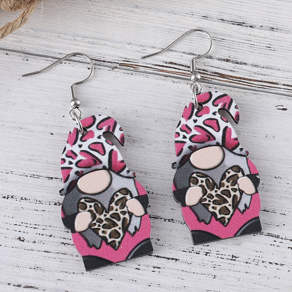 Wholesale Wooden Valentine' s Day Heart-Shaped Dwarf Earrings