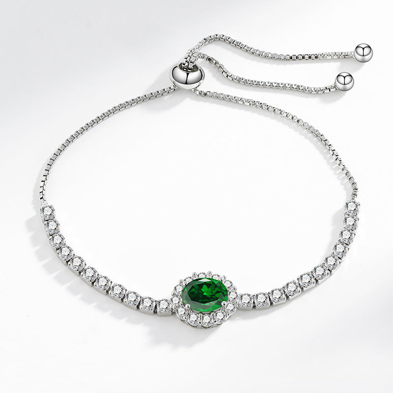 Wholesale  Colored Diamond Zircon Pigeon Egg Stretch Bracelet Women' s Fashion