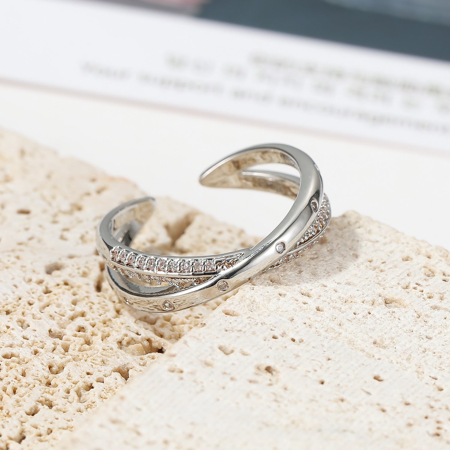 Wholesale  Cross-winding Ring  Open Ring Zircon Finger Ring Couple Ring